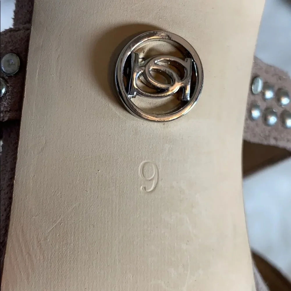 Bebe Tan Suede‎ Studded Platform Stilettos Size 9